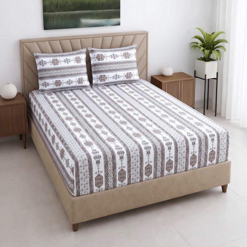 Cultural Weaves Fitted Cotton Bedsheet - 400 TC - Queen/Double