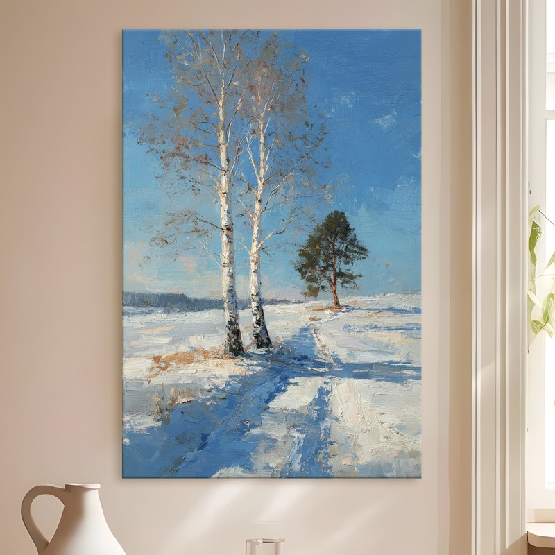 Snowy Birch Gallery Wrapped Canvas Wall Painting