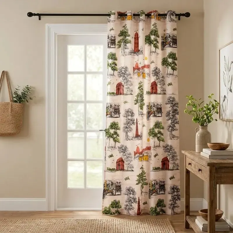 Blossia Printed Cotton Curtain - Door - 7 Feet