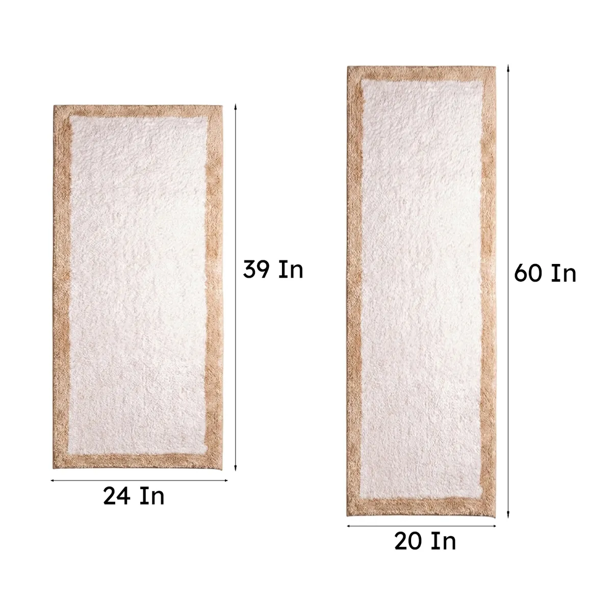 White and beige runner rug shown in two size options