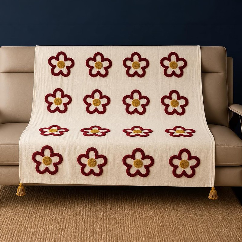 Phoolkari Tasselled Cotton Throw