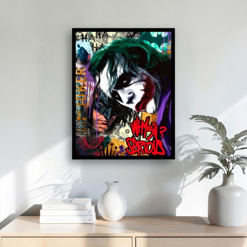 Joker Serious Wall Painting With Frame