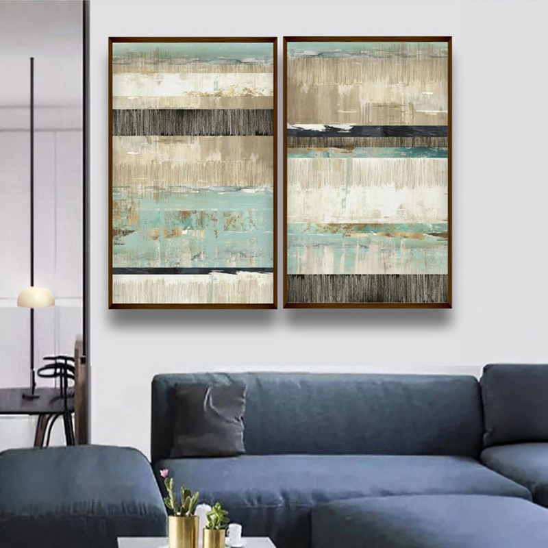 Cyanostria Canvas Wall Painting - Set of Two