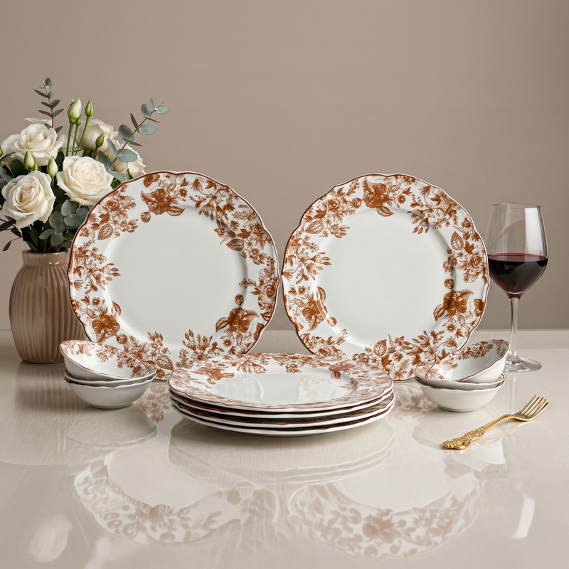 Granpiatto Tavo Porcelain Dinner Set (Red & White) - 12 Piece Set