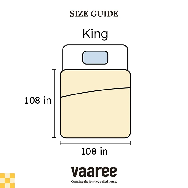 Size guide graphic showing a king bedsheet layout