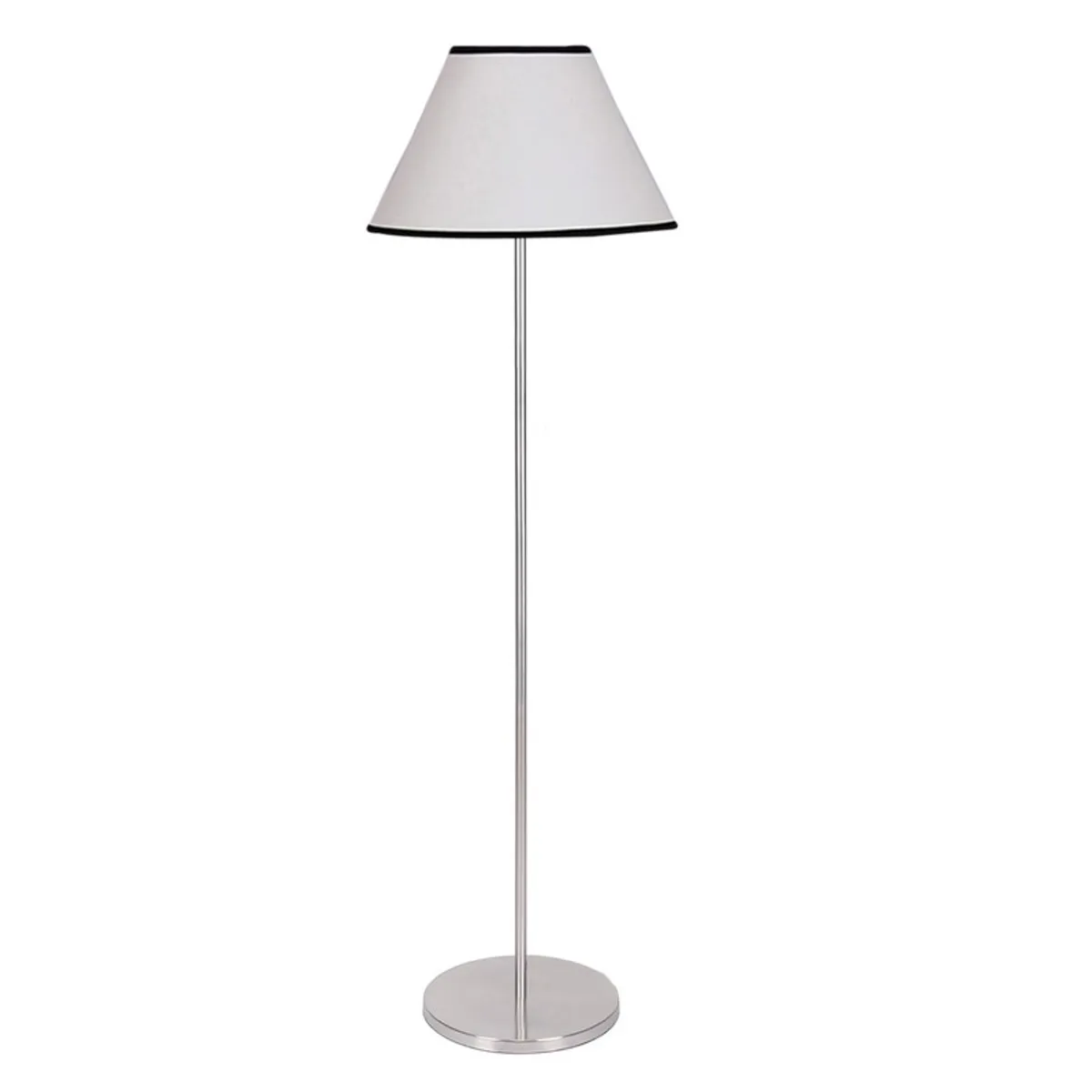 Ivory floor lamp with tapered shade on a plain white background