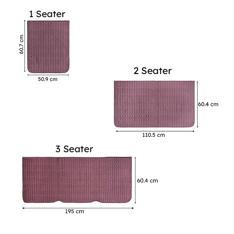 1, 2 and 3 seater sofa cover dimensions shown in a product graphic
