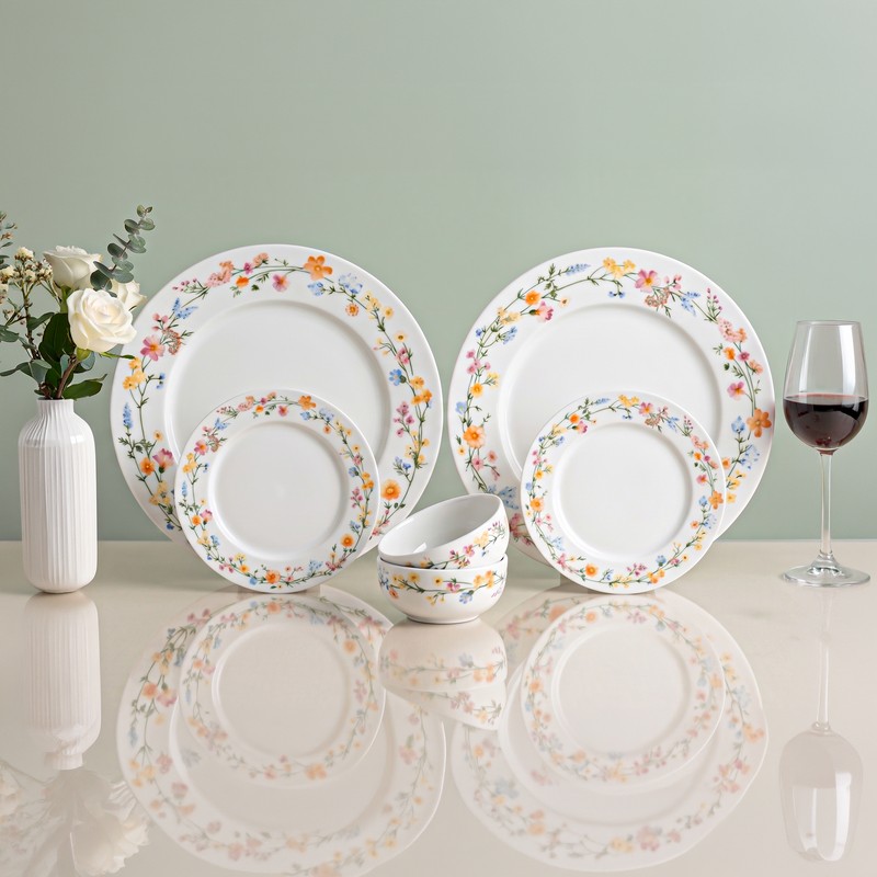 Fenwick Porcelain Dinner Set (Multicolor) - 6 Piece Set