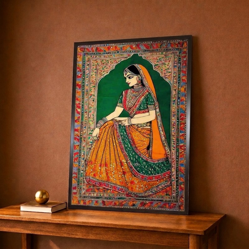Rajasthani Maiden Portrait Canvas Wall Painting