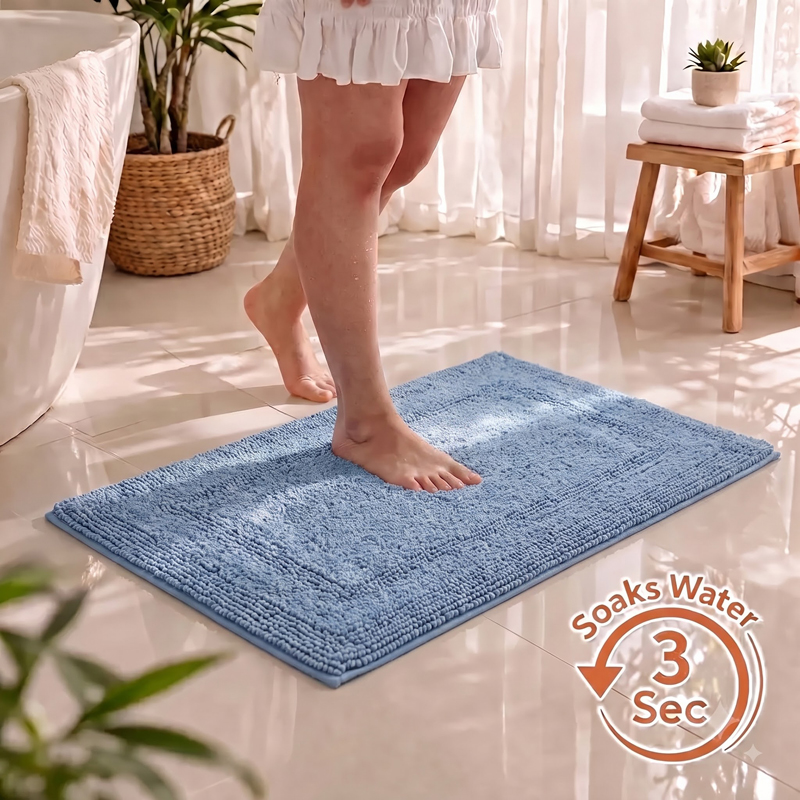 Aqualoom Reversible Bathmat - Blue - 40 x 60 cms