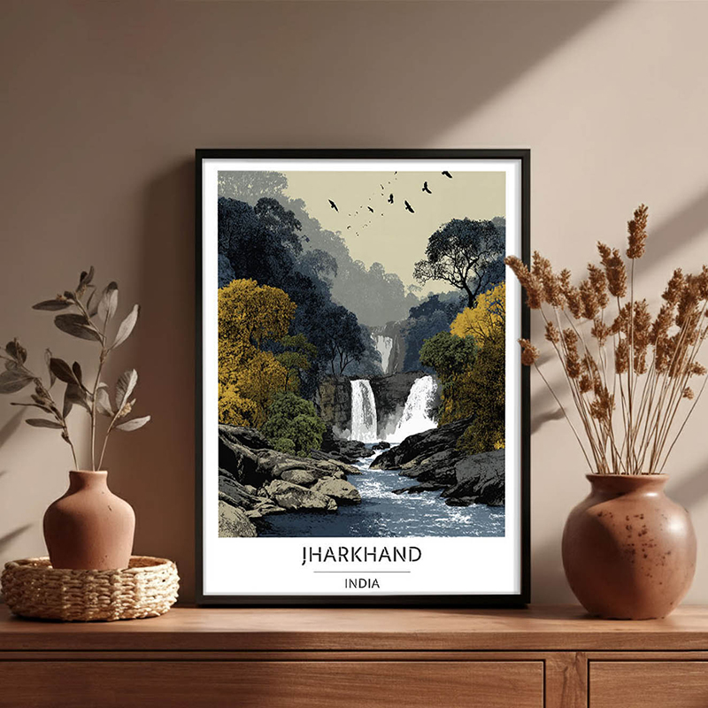 Hidden Falls of Jharkhand Wall Art With Black Frame - Small