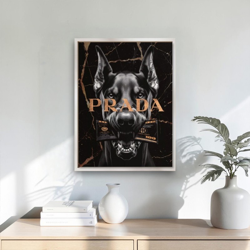 Doberman Prada Wall Painting With Frame