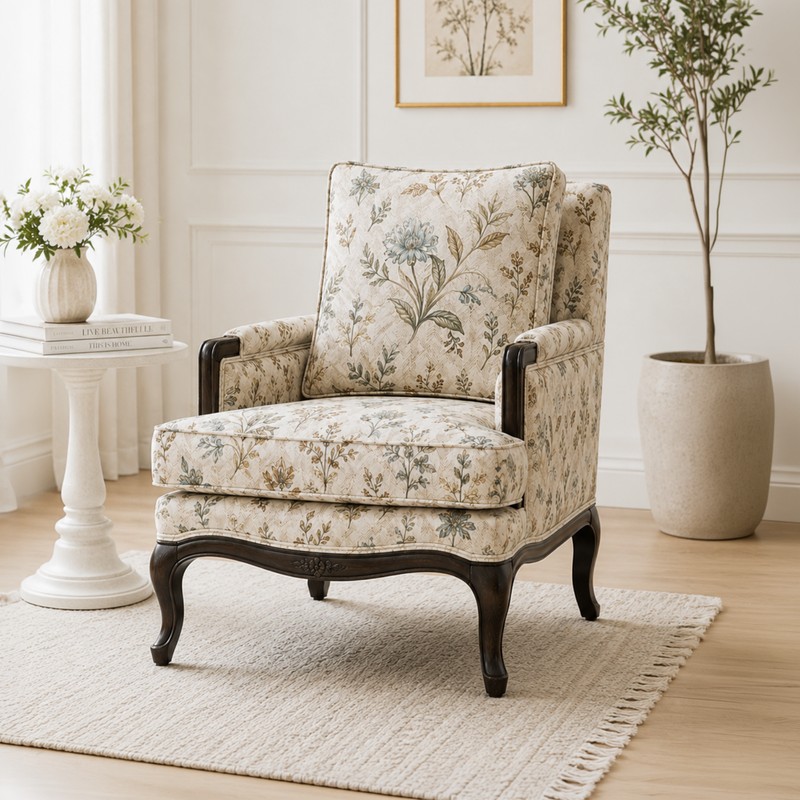 Windsor Teak Wood & Faux Suede Lounge Chair