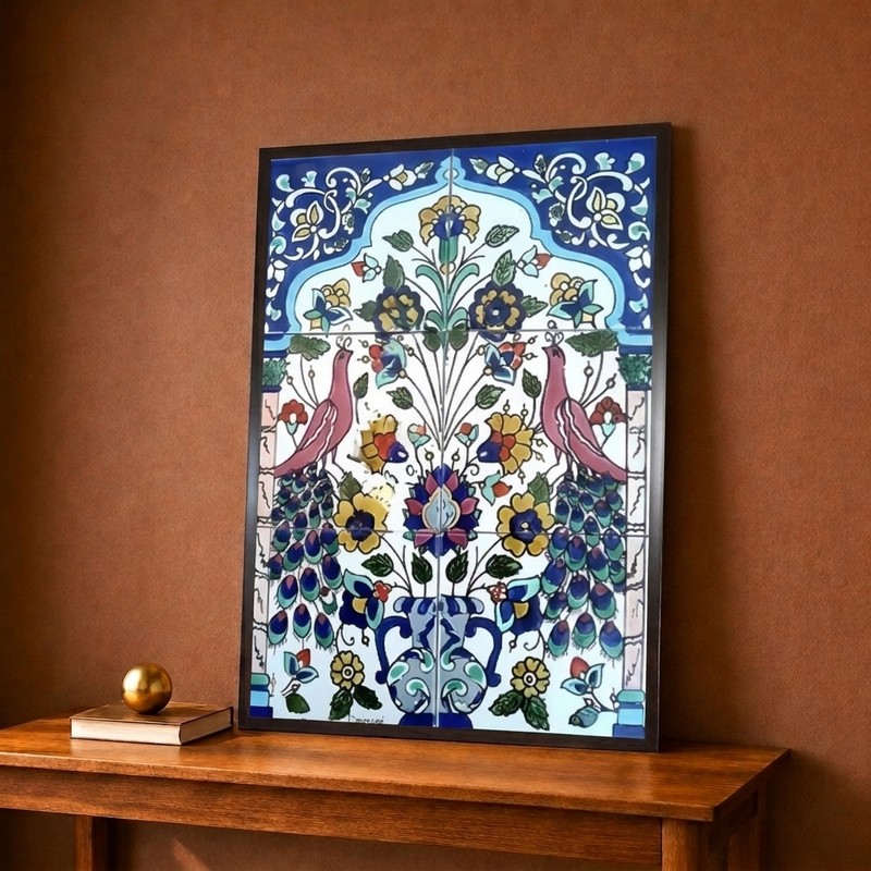 Peacock Floral Mosaic Canvas Wall Painting