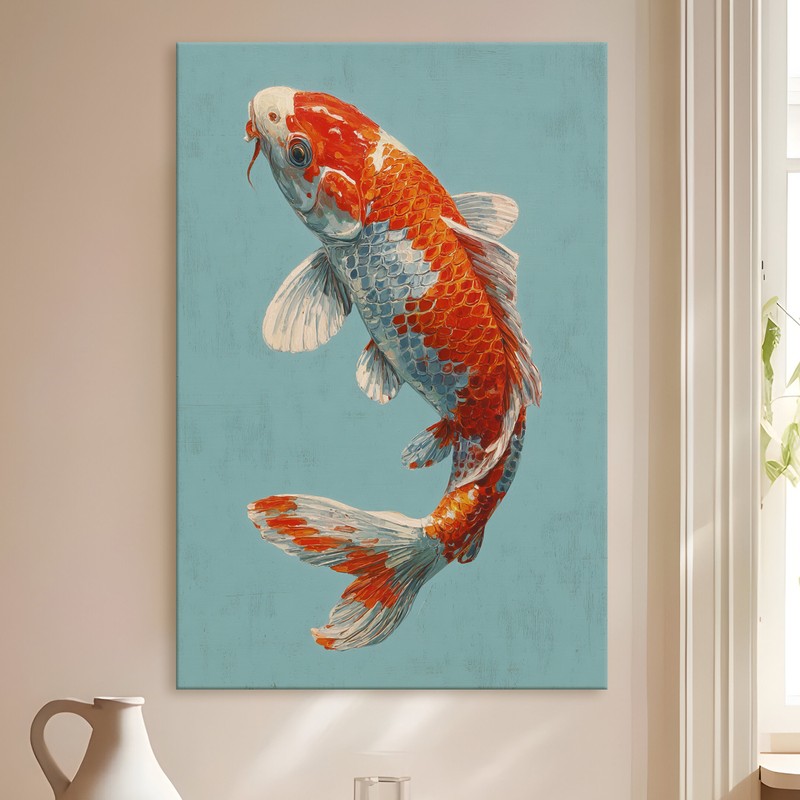 Koi Pond Gallery Wrapped Canvas Wall Painting