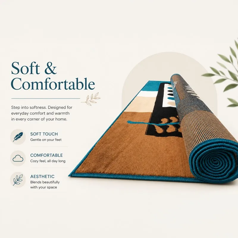 Rolled blue and beige carpet showing the underside and edge finish