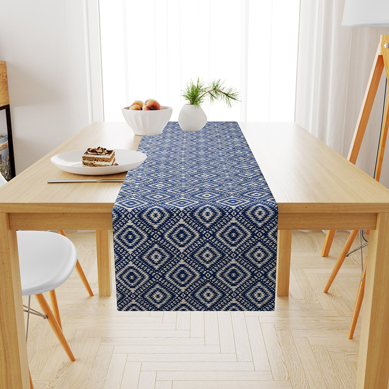 Geotic Cotton Jacquard Table Runner - 6 Seater