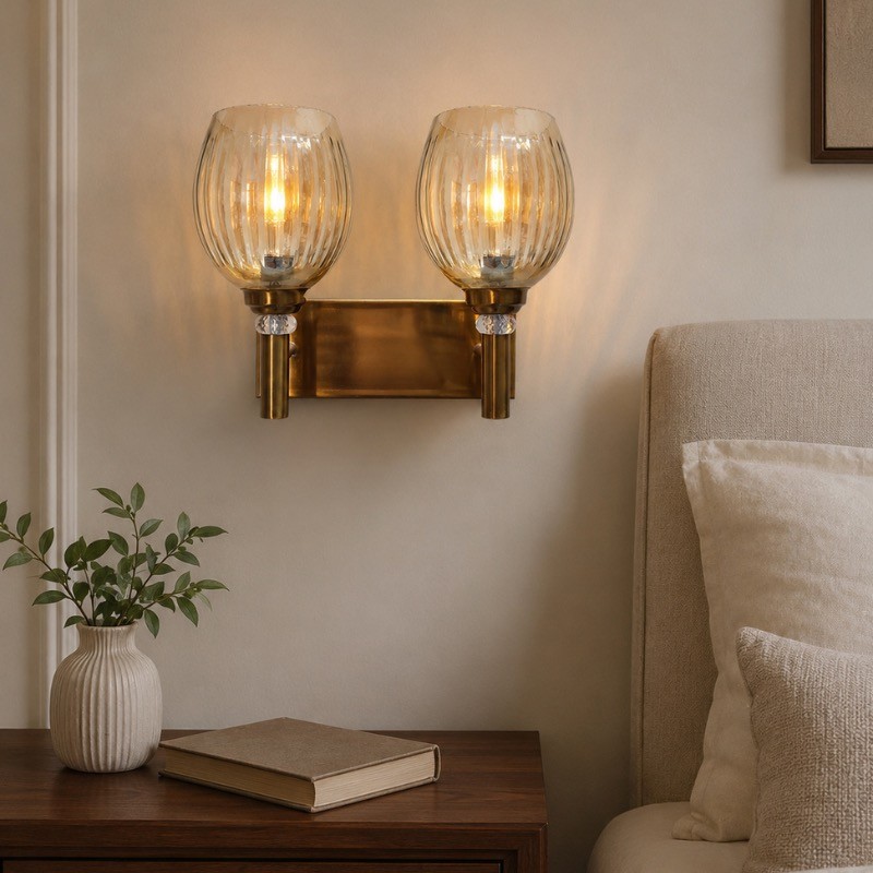 Globe Twin Glass Wall Lamp - Gold