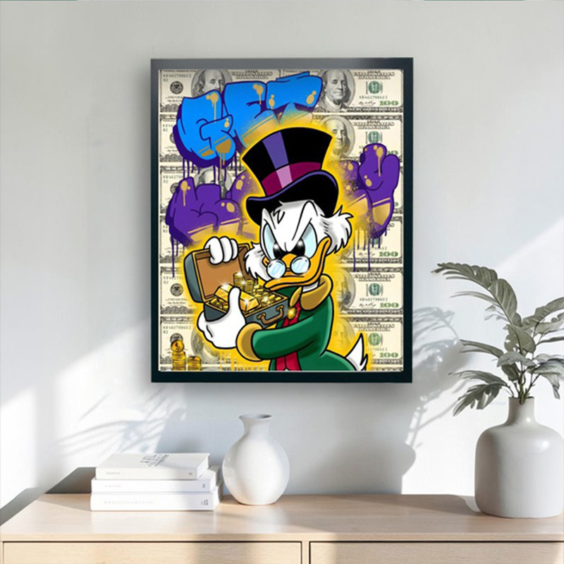 Money Bag Duck Wall Painting With Frame