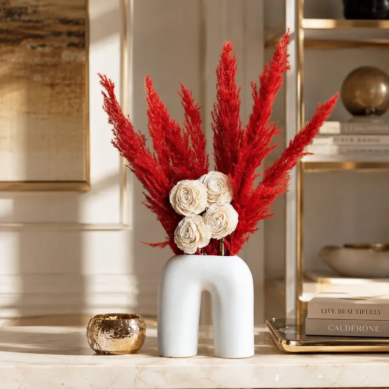 Scarlet Reed Dried Grass Sticks (Red) - Set of Ten