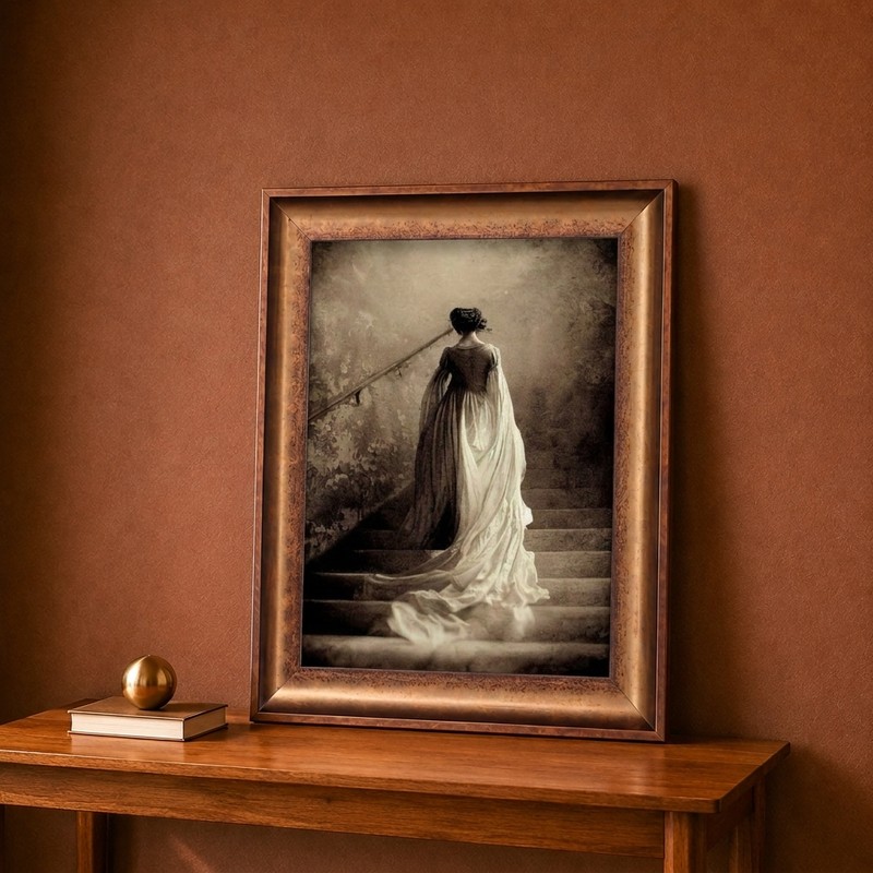 Staircase Lady Canvas Wall Painting