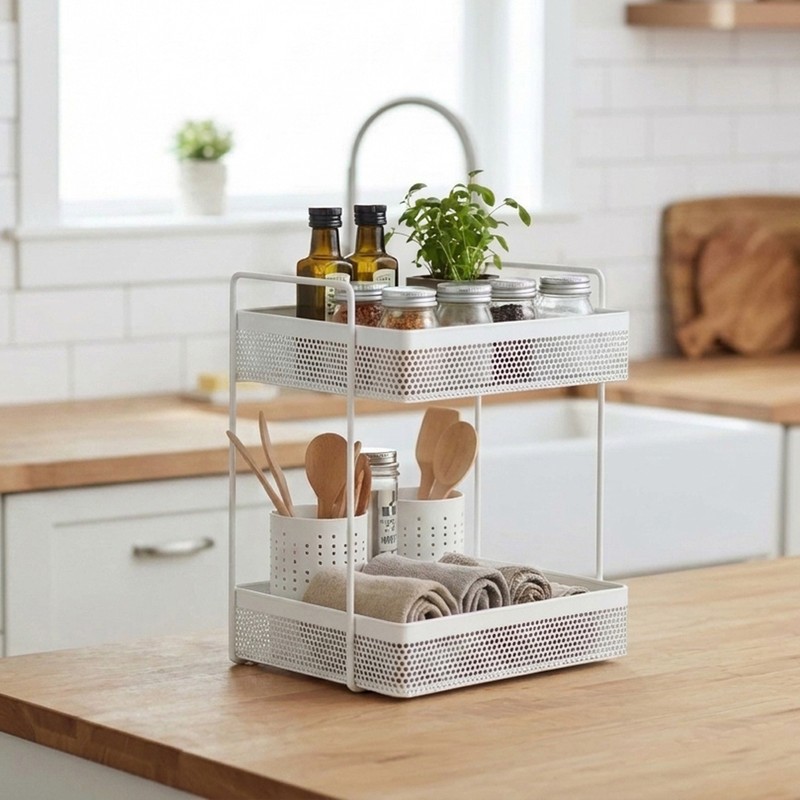 Vanity Vista Iron Desk Organizer - White