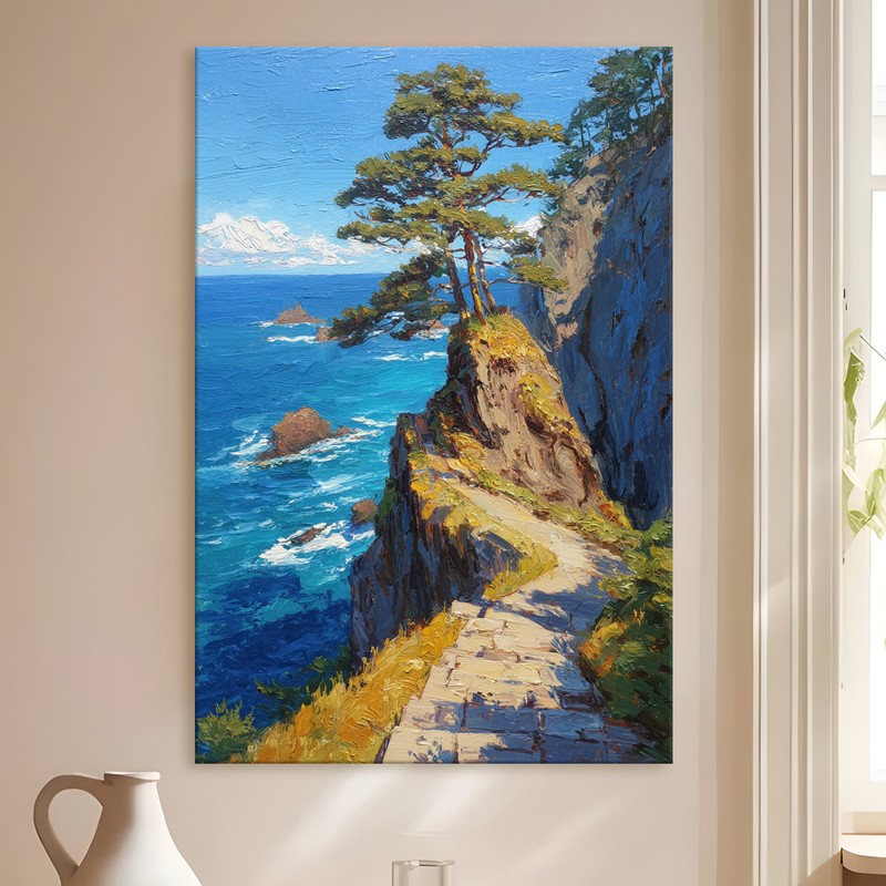 Rocky Shoreline Gallery Wrapped Canvas Wall Painting