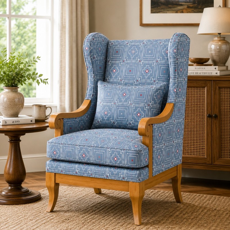 Mellow Teak Wood & Suede Lounge Chair