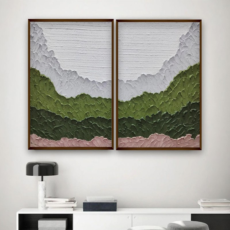 Piemontite Canvas Wall Painting - Set of Two