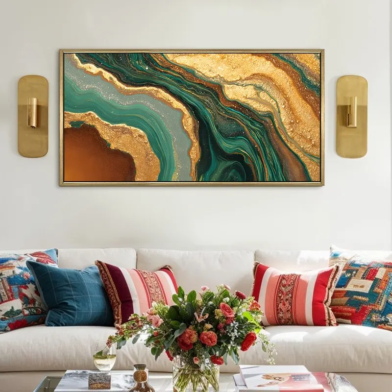 Oceanic Gold Veins Canvas Wall Painting