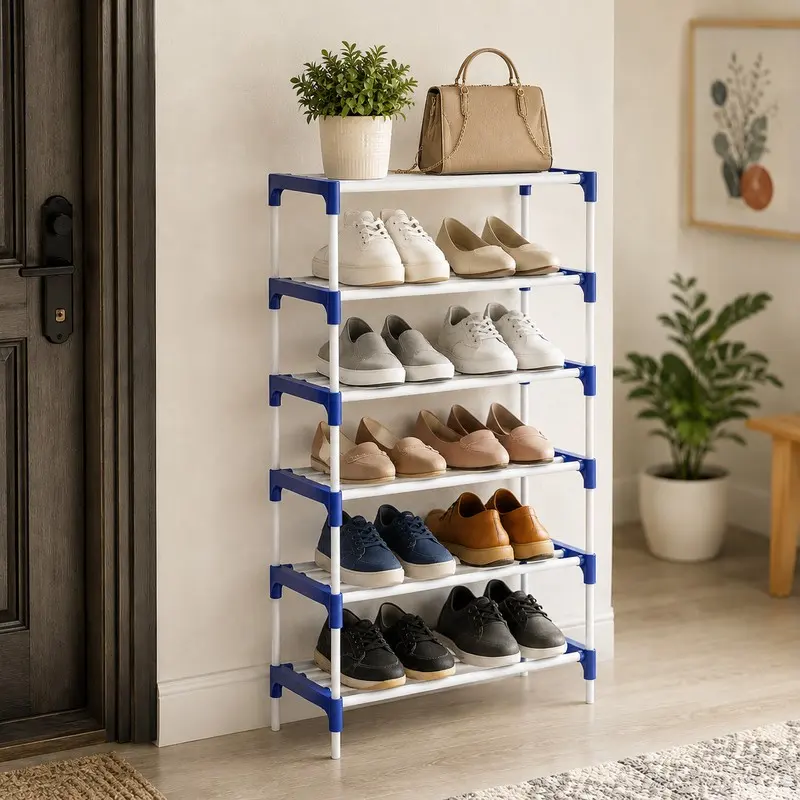 Step Nest 6 Tier Shoe Racks - White