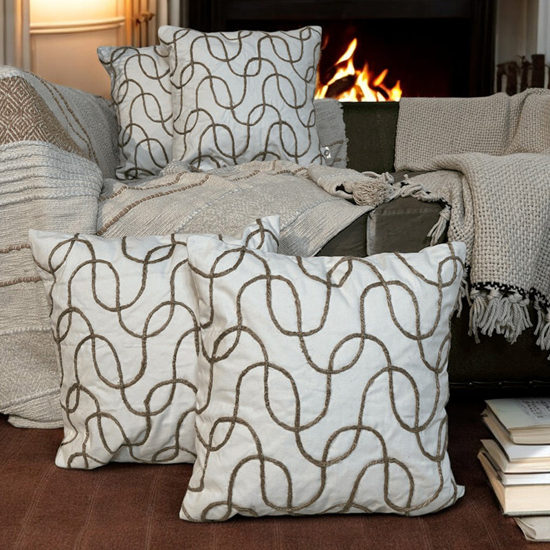 Abstract Swirls Tufted Cushion Cover Set - Set Of Four