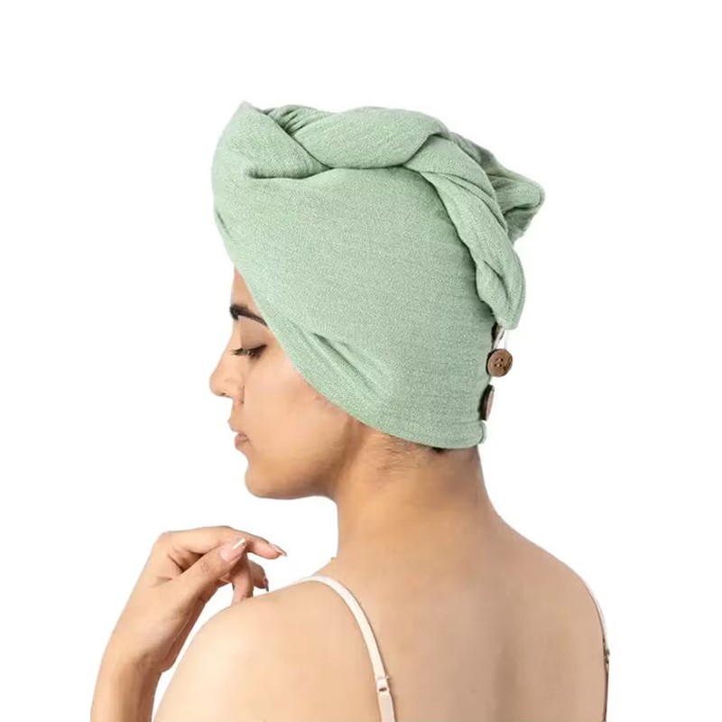 Banana Double Cloth Hair Towel 330 GSM - Sage Green