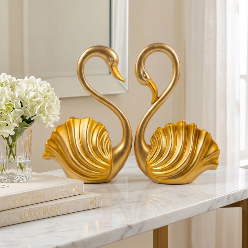 Royal Swan Pair Polyresin Showpiece