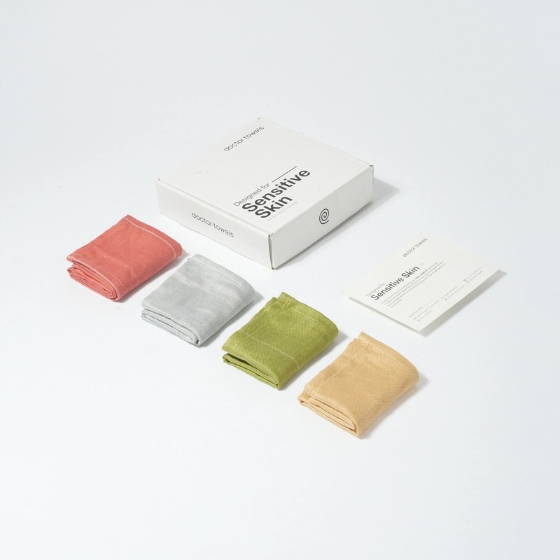 Aluvera Double Cloth Face Assorted Towel ( Assorted/330 GSM) - Pack of 4 - 30 x 30 CM
