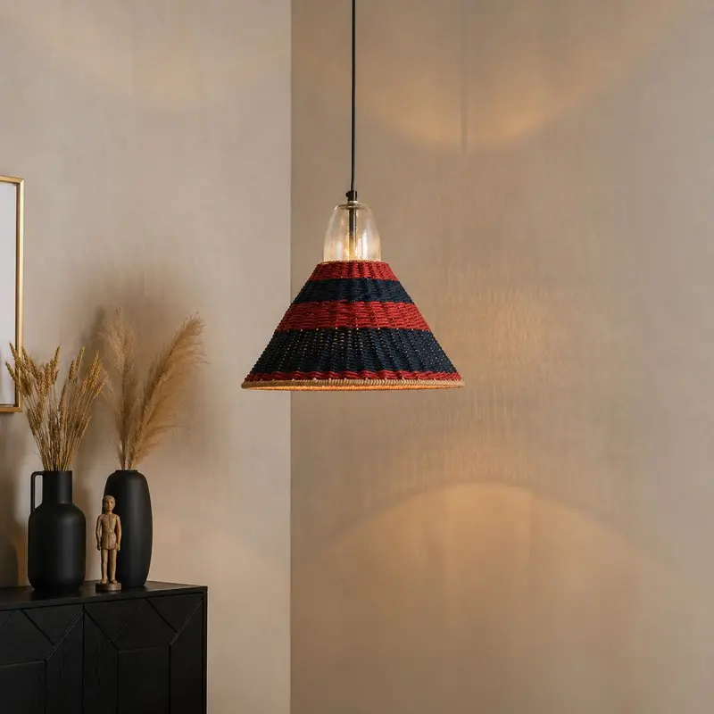Indigo Weave Cotton Ceiling Lamp