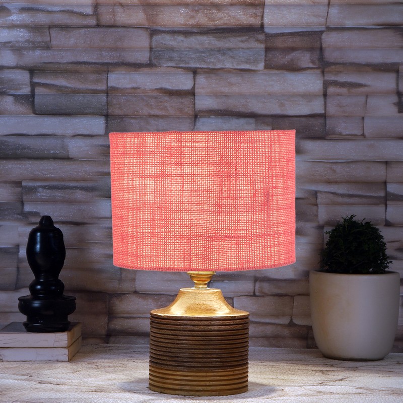 Corrugata Wooden Table Lamp - Pink