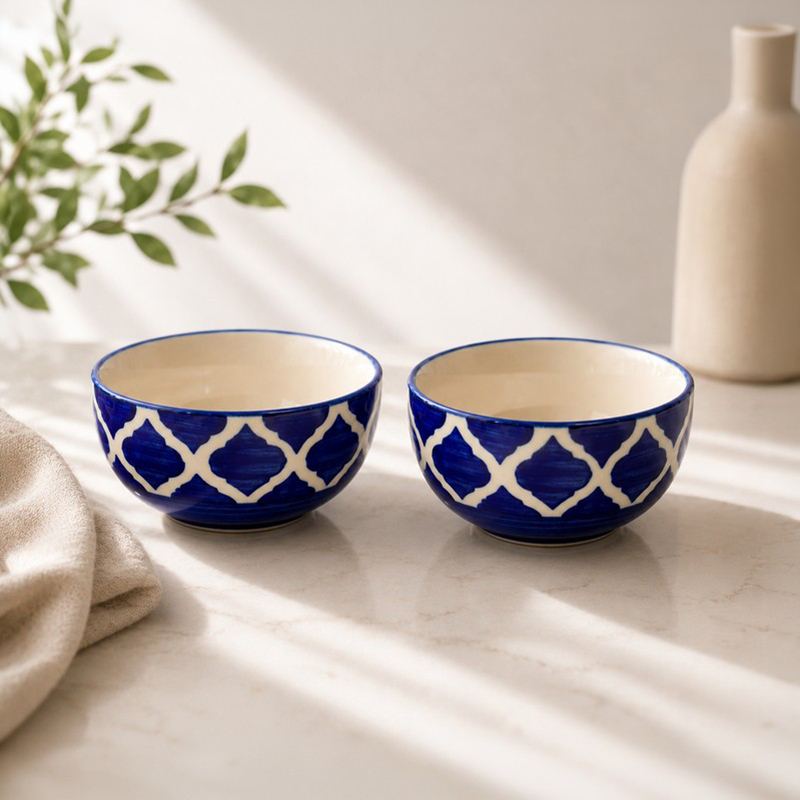 Munch Nest Ceramic Snack Bowl (200 mL Each) - Set of Two - 200 mL