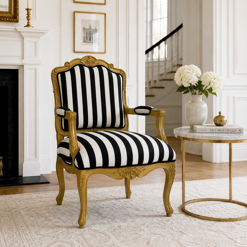 Hartwell Teak Wood & Faux Seude Accent Chair