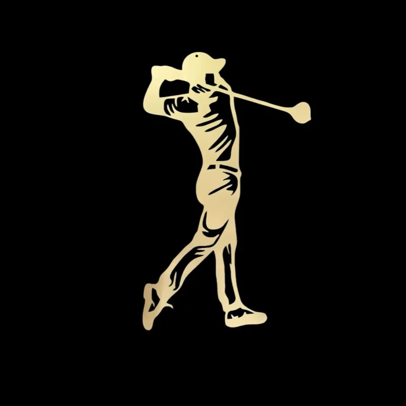 Gold golfer silhouette wall accent shown against a black background