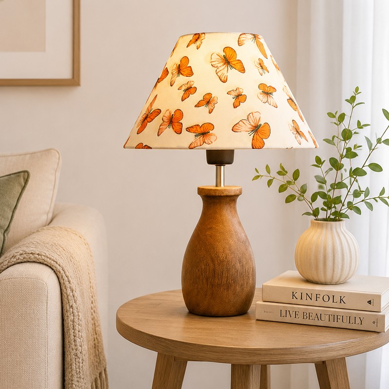 Monarch Fabric Table Lamp - Orange,White