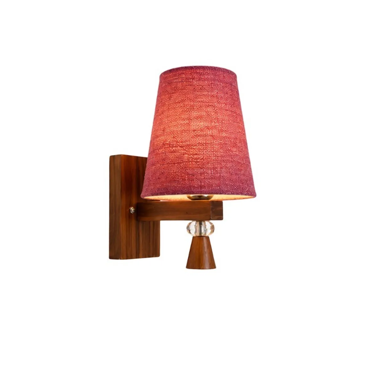 Pink and brown wall lamp shown against a plain white background