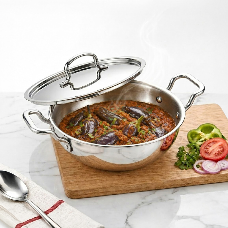 Solara Aroha Triply Kadhai with Steel Lid - 2000 mL - 2000 mL