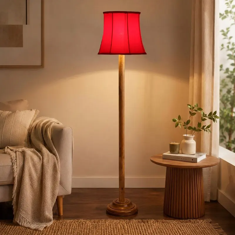 Scarlet Elegance Cotton Floor Lamp