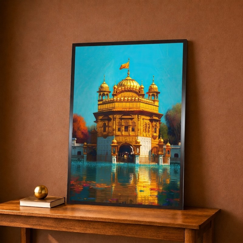 Majestic Golden Temple Canvas Wall Painting