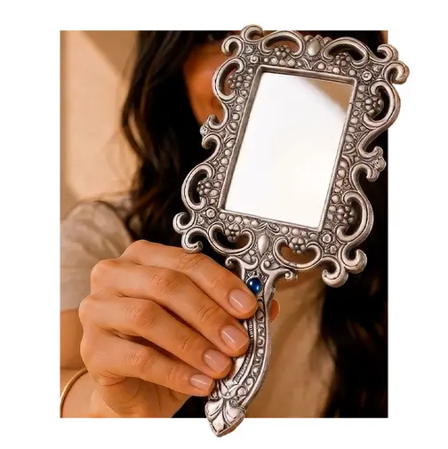 Suma Vintage Hand Mirror - Silver