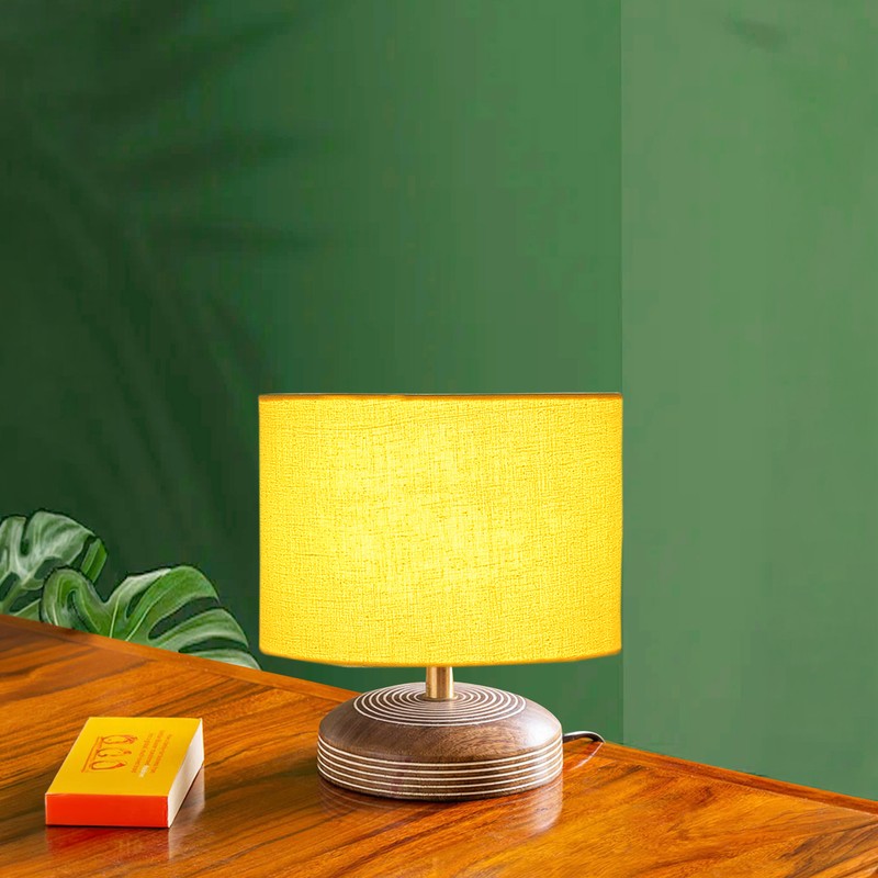 Annular Wooden Table Lamp - Yellow