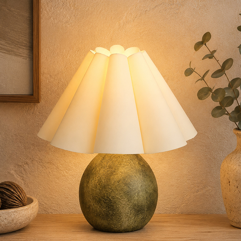 Verdant Pleat Ceramic Table Lamp
