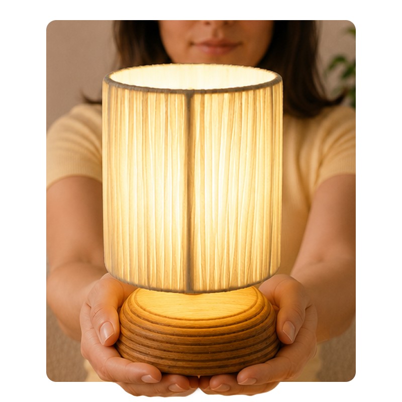NoirLit Boho Mango Wood Table Lamp - Beige