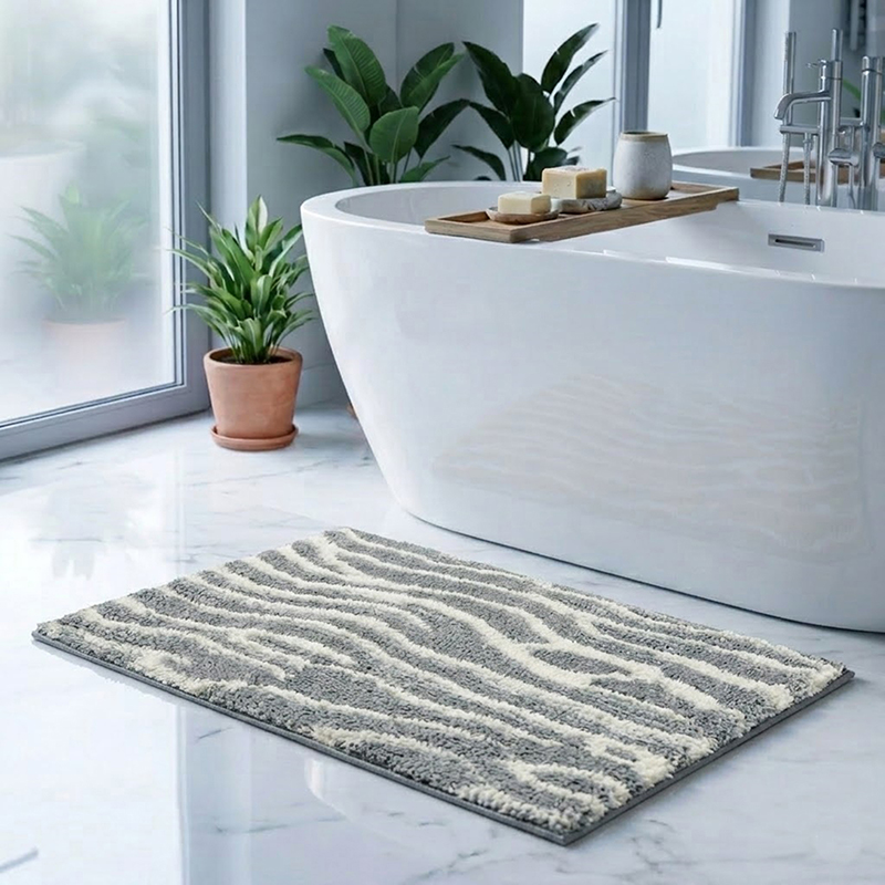 Zibra Strip Anti Skid Bath Mat - Grey - 38 x 60 cm